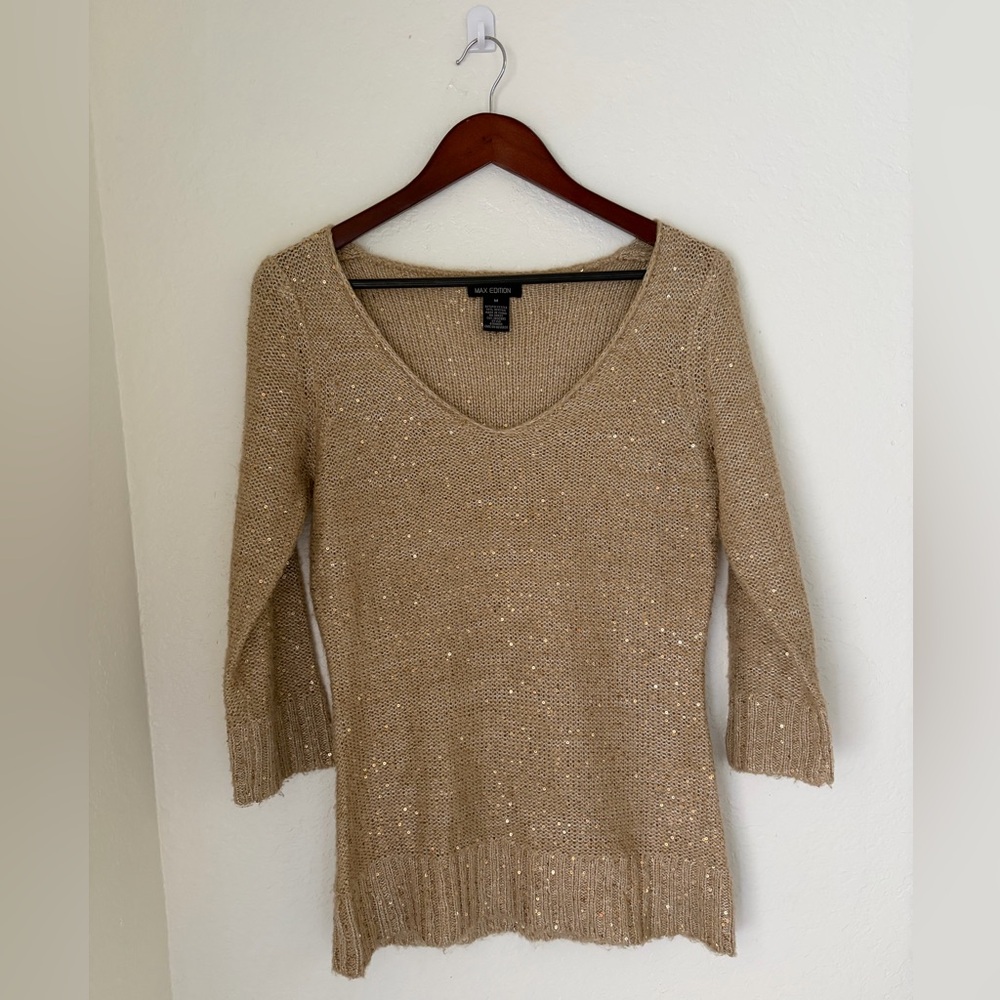 Women’s Max Edition Tan V-Neck Sweater